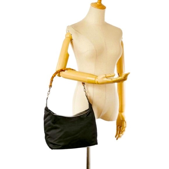 Gucci Bamboo Handle Bag Vintage Brown Nylon - Picture 2 of 7